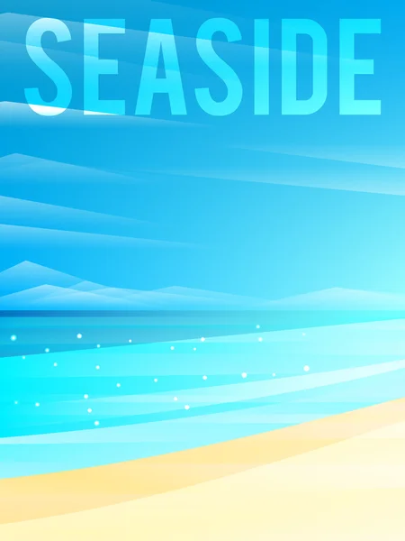 Light simplified seaside background with sand and clouds. Vector illustration, eps10. — Stock Vector