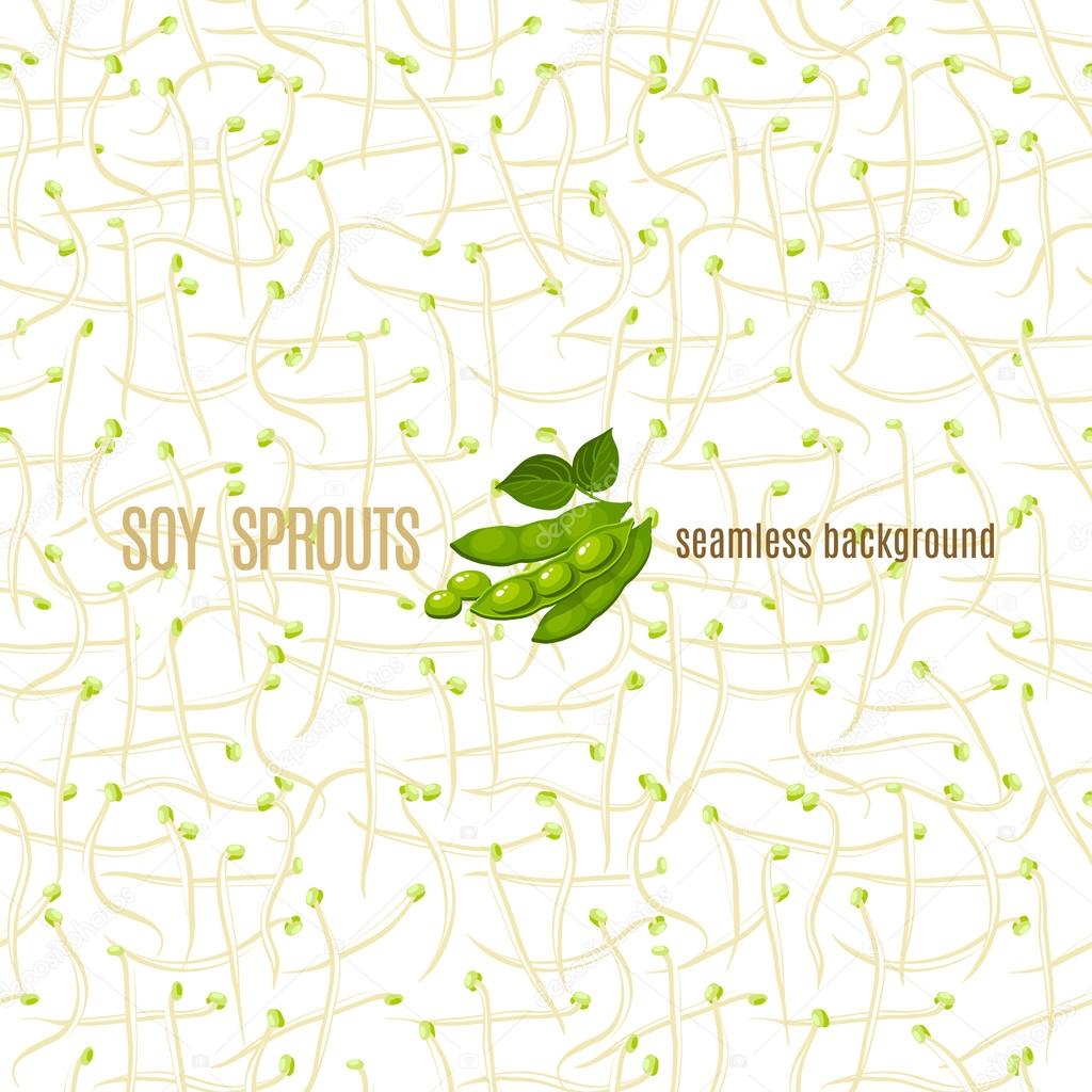 Seamless background with soybean sprouts. Vector illustration, eps10.