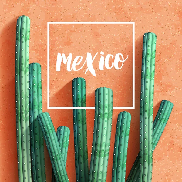 Mexikanska realistisk bakgrund med kaktusar Stockillustration
