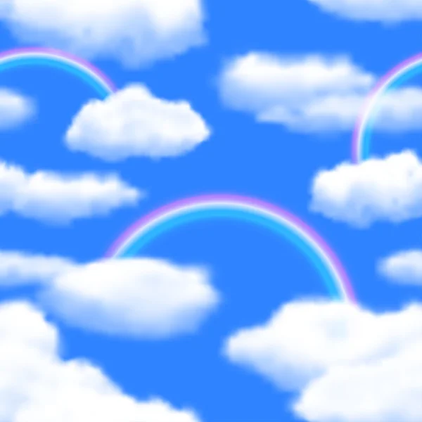 Fondo de cielo sin costuras con arco iris. Ilustración vectorial, eps10, editable — Vector de stock