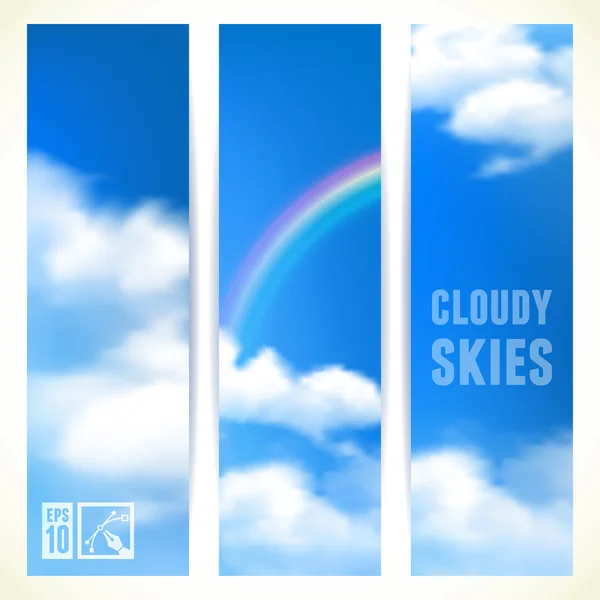 Set of Vertical Banners with Clouds. Vector illustration, eps10, editable. — Stock Vector