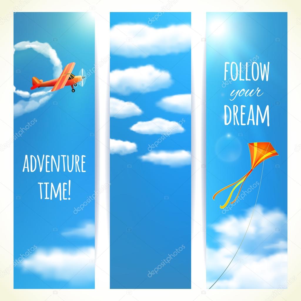 Set of Vertical Banners with Skies. Vector illustration, eps10, editable.