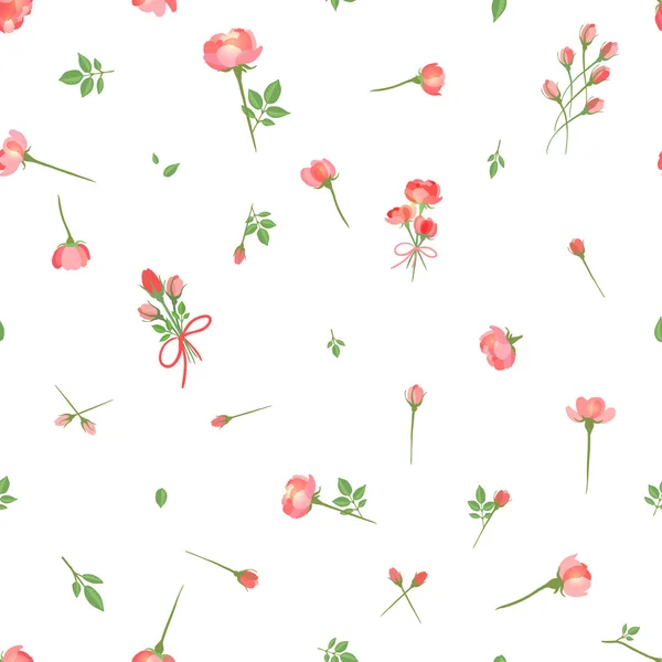 Patrón floral sin costuras con rosas. Ilustración vectorial, eps10 . — Archivo Imágenes Vectoriales