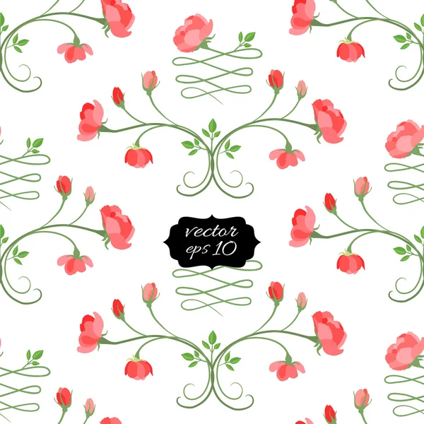 Motivo floreale senza cuciture con rose. Illustrazione vettoriale, eps10 . — Vettoriale Stock