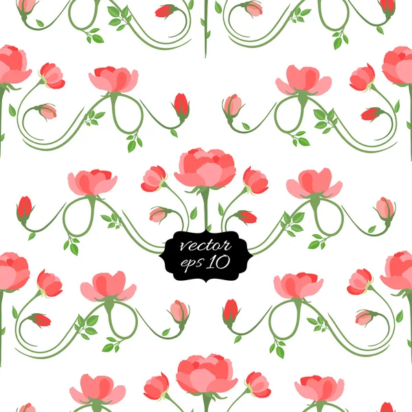 Seamless Floral Pattern with Roses. Vector illustration, eps10. — Stock Vector