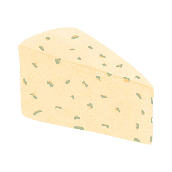 Fromage pièce vecteur plat illustration. Brie ou roquefortor fromage frais et savoureux coupé en triangle. — Image vectorielle