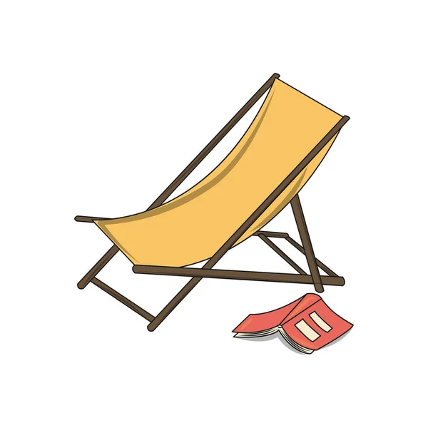 Chaise Longue Playa Madera Vector Ilustración Plana Aislada Sobre Fondo — Vector de stock