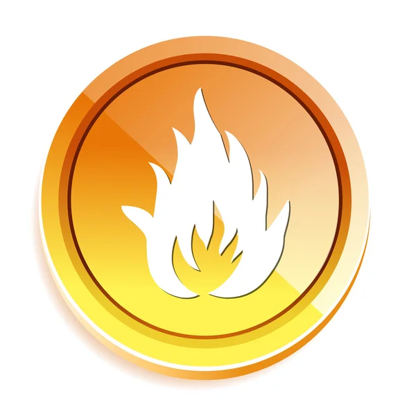 Przycisk ognia płomienie — Wektor stockowy