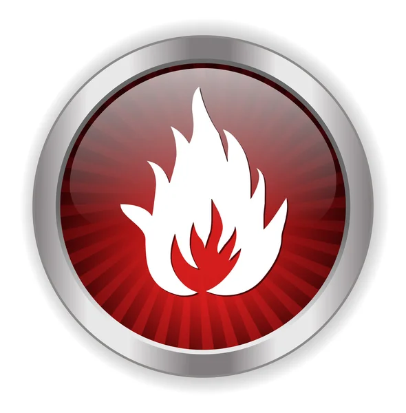 Flames fire button — Stock Vector