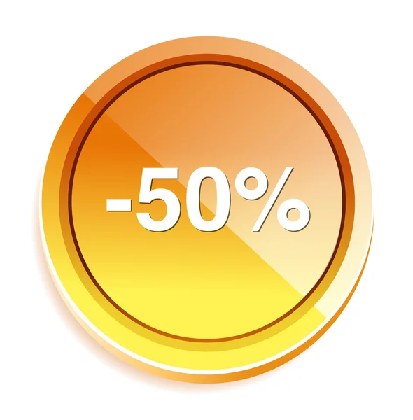 50 por cento de desconto botão — Vetor de Stock