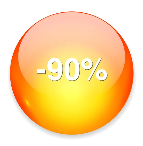 90 por cento de desconto botão — Vetor de Stock