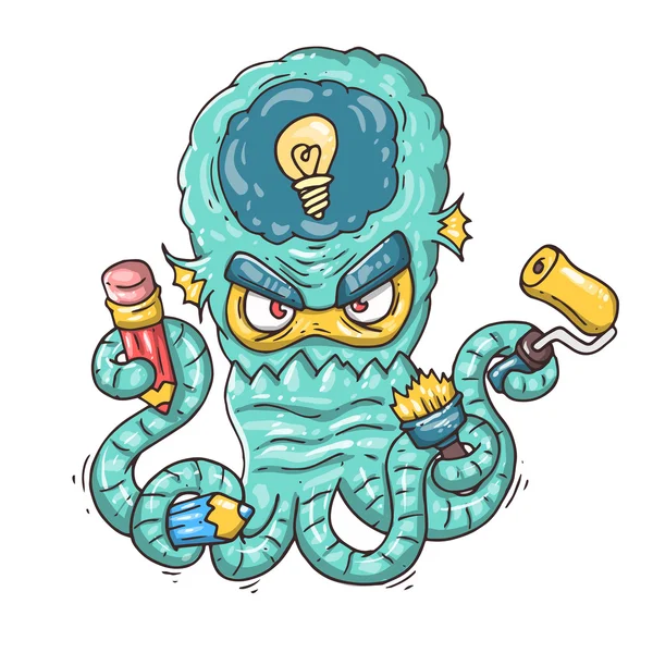 Cartoon creatieve octopus — Stockvector