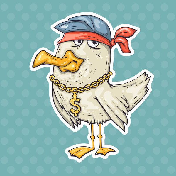 Cartoon gangster seagull