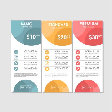 Üç tarifeler. Site için arabirimi