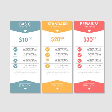 Üç tarifeler. Site için arabirimi