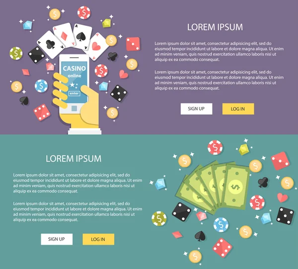 Banner web online de Casino — Vector de stock