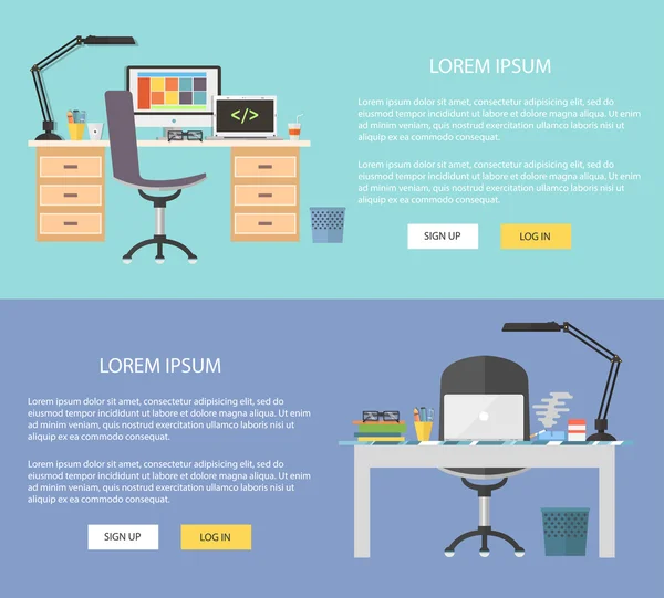 Banner web de local de trabalho — Vetor de Stock