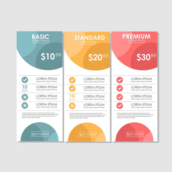 Tres tarifas. Interfaz para el sitio — Vector de stock