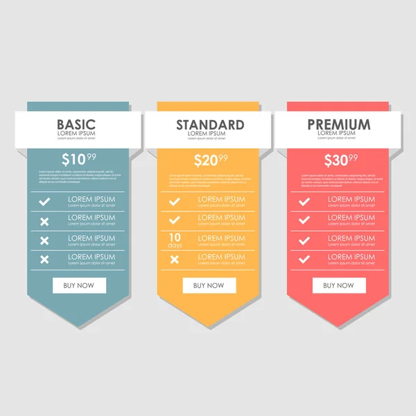 Three tariffs. Interface for site Stock Vector Image by ©hirohideki