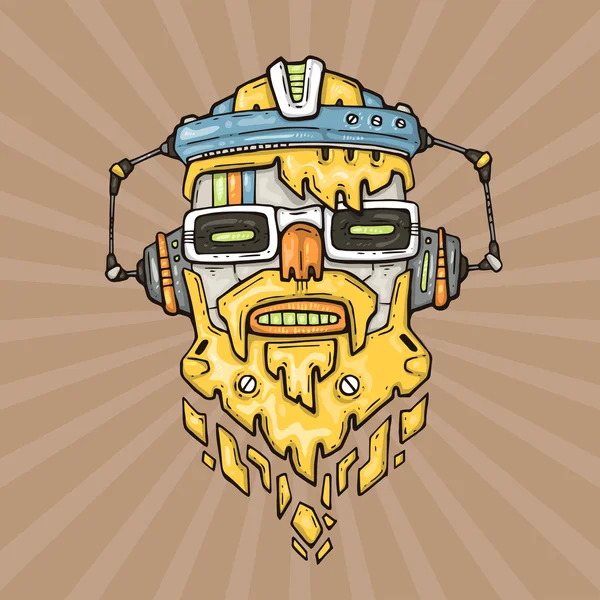 Cartoon hipster robot head — Stock Vector