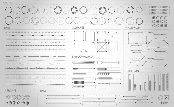 Set elemen infografis hitam dan putih - Stok Vektor