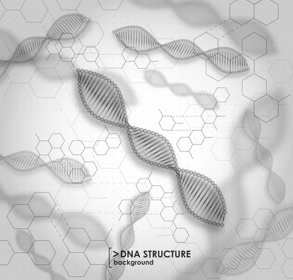 Arrière-plan noir et blanc structure ADN — Image vectorielle