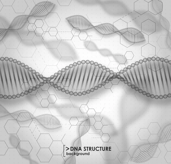 Arrière-plan noir et blanc structure ADN — Image vectorielle
