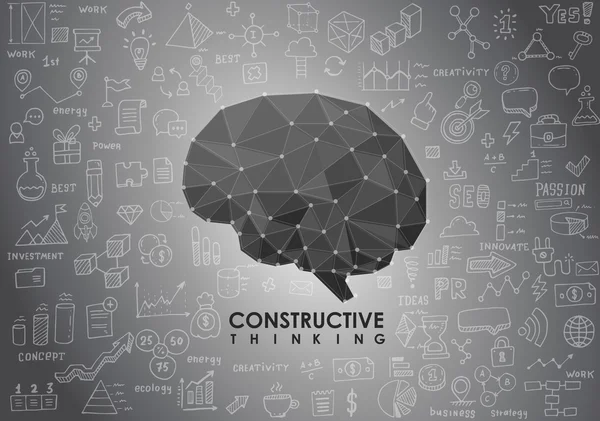 Cérebro Poligonal Conceitual — Vetor de Stock