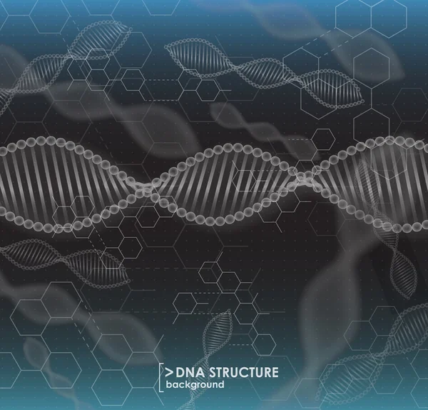 Black and white background DNA structure — Stock Vector