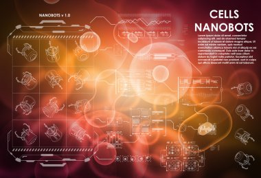 Cell background with futuristic interface elements