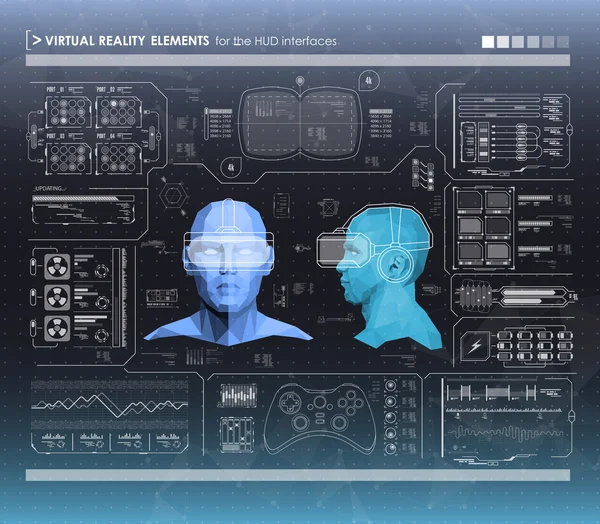 Set Hud elementen voor virtuele realiteit — Stockvector