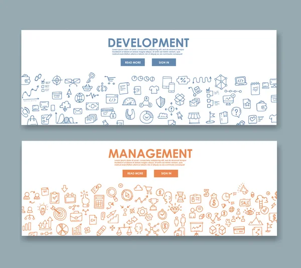 Development and management banners — Stock Vector