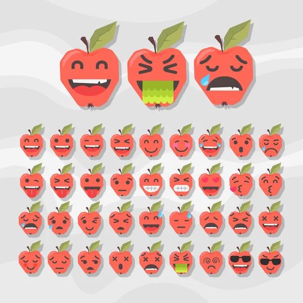 Zestaw emotikonów Słodkie jabłko — Wektor stockowy