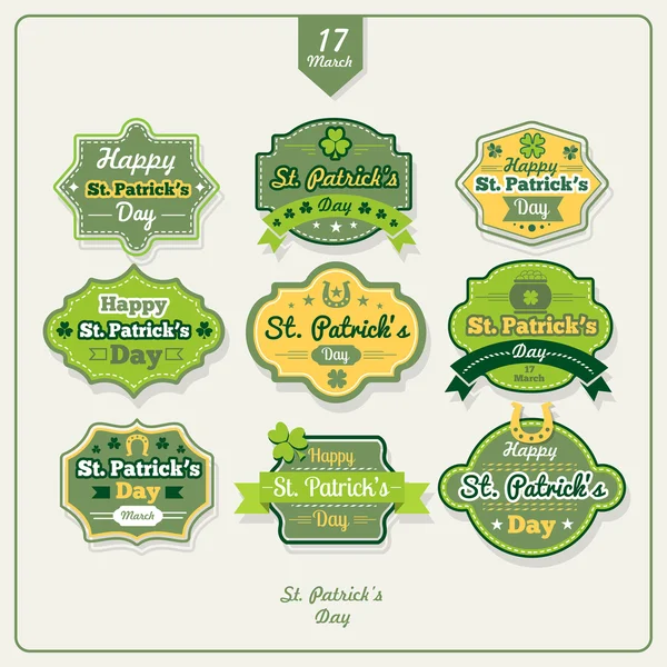 Happy St. Patrick's Day Labels — стоковий вектор