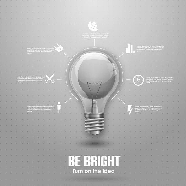 Conceptual layout with light bulb — Stock Vector