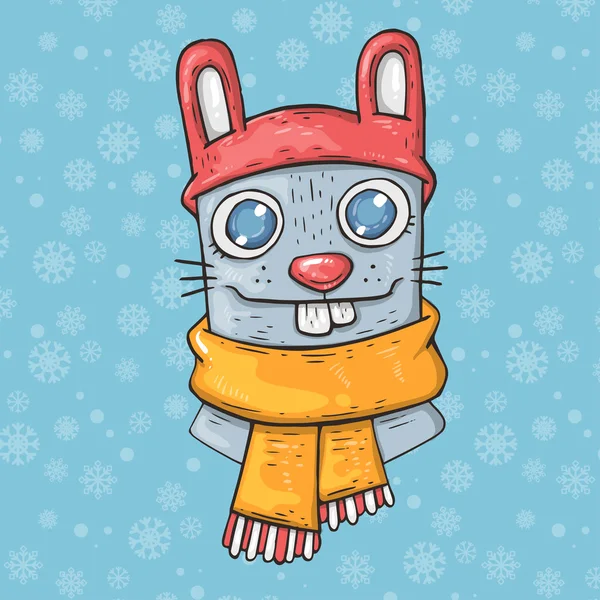 Cartoon winter bunny — Stockvector