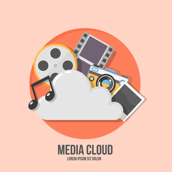 Media cloud flat icon — Stock Vector