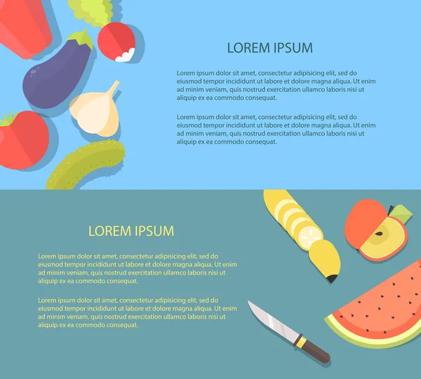 Groenten en fruit webbanner — Stockvector