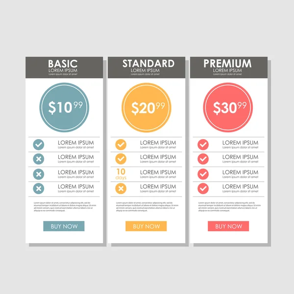 Üç tarifeler. Site için arabirimi