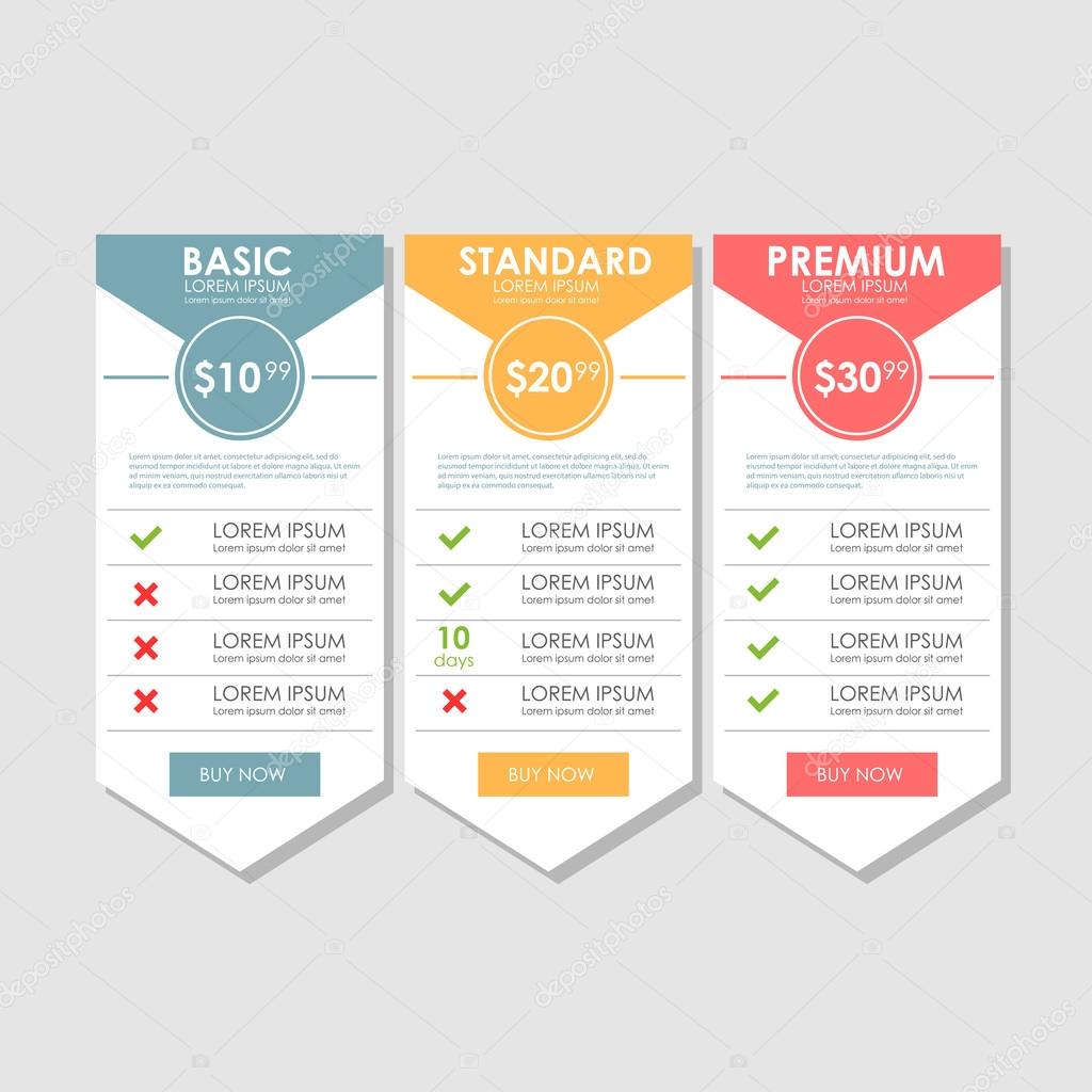 Three tariffs. Interface for site Stock Vector Image by ©hirohideki