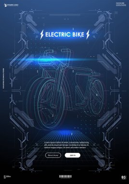 Motorlu elektrikli bisiklet. Alternatif şehir ulaşımı. Gelecekçi konsept şablonu.