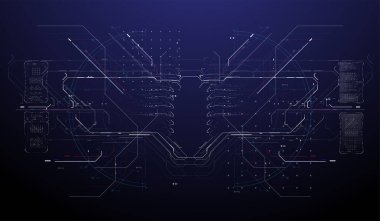 Gelecekçi modern HUD arayüz ekran tasarımı. Soyut fütüristik UI geçmişi. Soyut vektör arkaplanı. Soyut teknoloji tasarım yenilik kavramı.