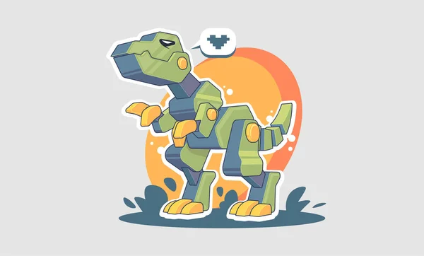 Ilustración Mecánica Dibujos Animados Rex Diseño Mascota Robot Dinosaurio Monstruo — Vector de stock