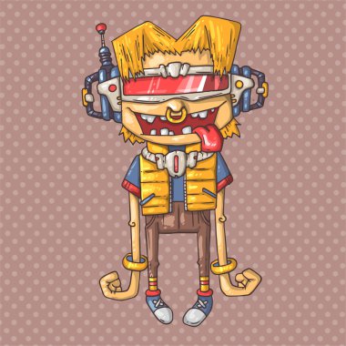 Uzun kollu müzik fan illüstrasyon