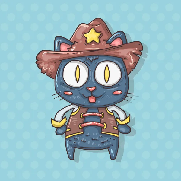 Illustration de chat Cowboy — Image vectorielle