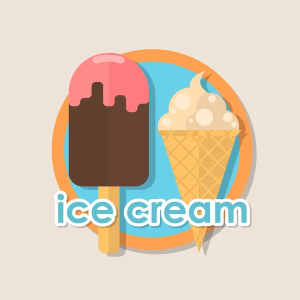 Platte pictogram voor icecream — Stockvector