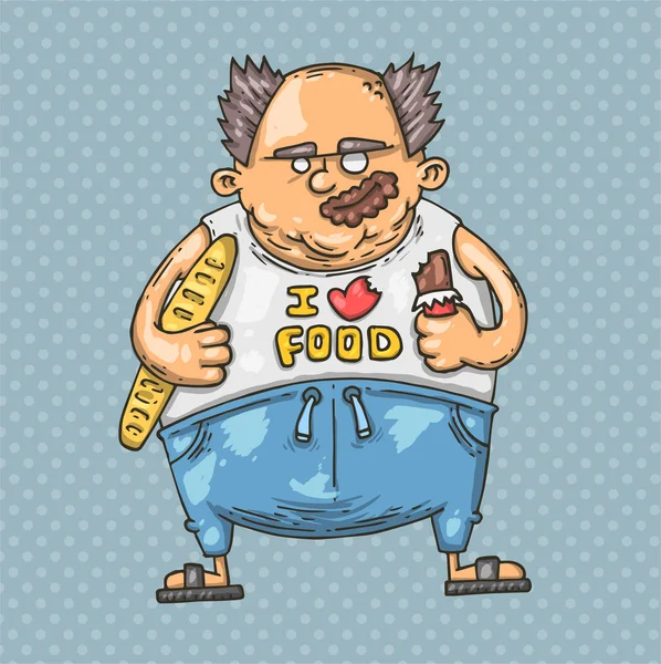 Cartone animato grasso uomo — Vettoriale Stock