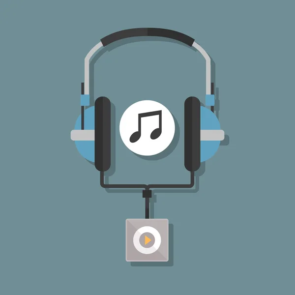 Headphones and music player. — Stock Vector