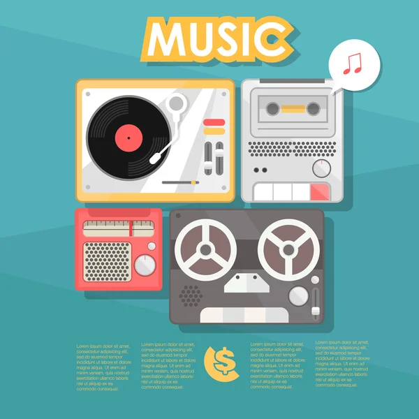 Инфографика музыкальных устройств — стоковый вектор