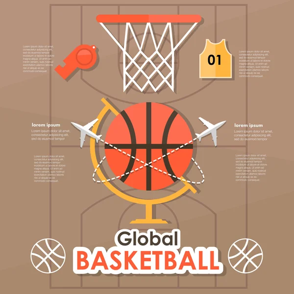 Elementos de basquete infográfico — Vetor de Stock